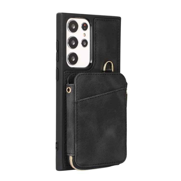 For Samsung Galaxy S22 Ultra 5G Zipper Card Bag Back Cover Phone Case