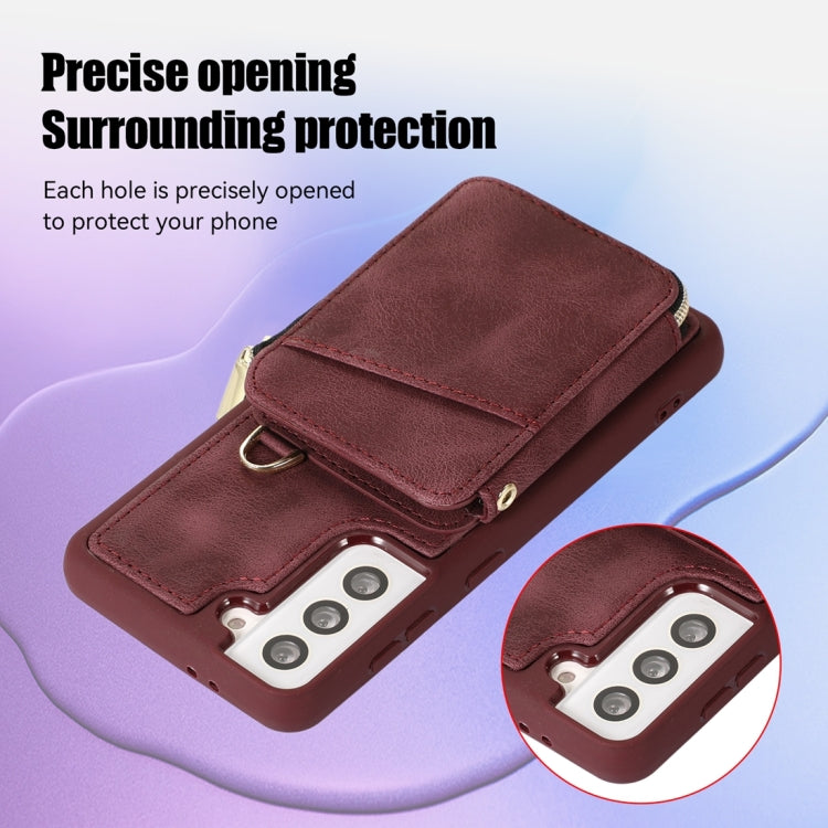 For Samsung Galaxy S21 FE 5G Zipper Card Bag Back Cover Phone Case