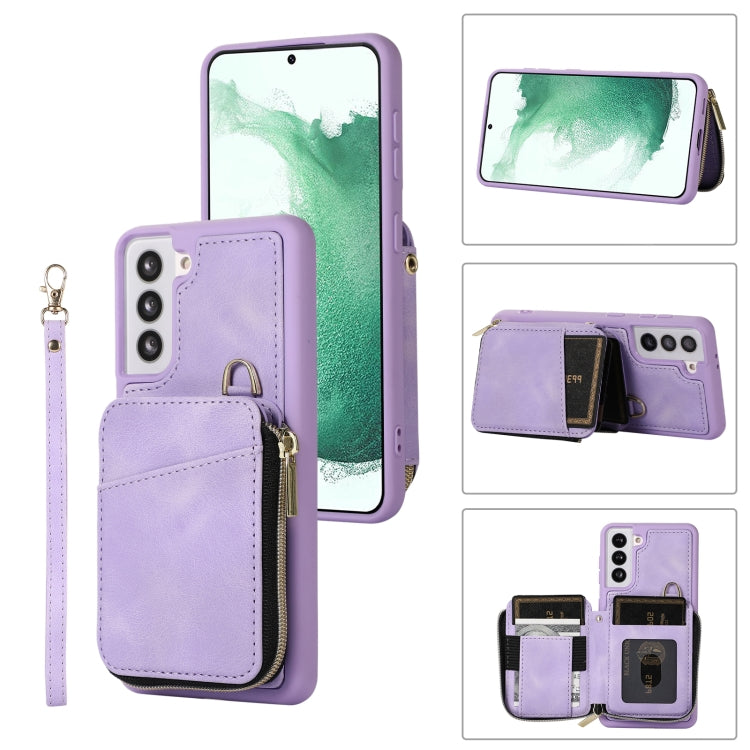 For Samsung Galaxy S21 FE 5G Zipper Card Bag Back Cover Phone Case