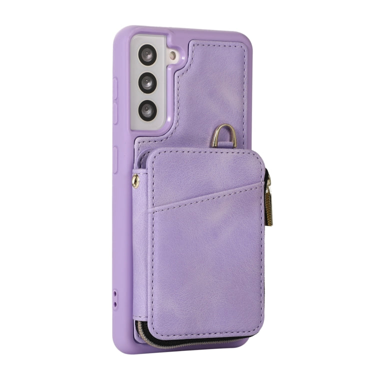 For Samsung Galaxy S21 FE 5G Zipper Card Bag Back Cover Phone Case
