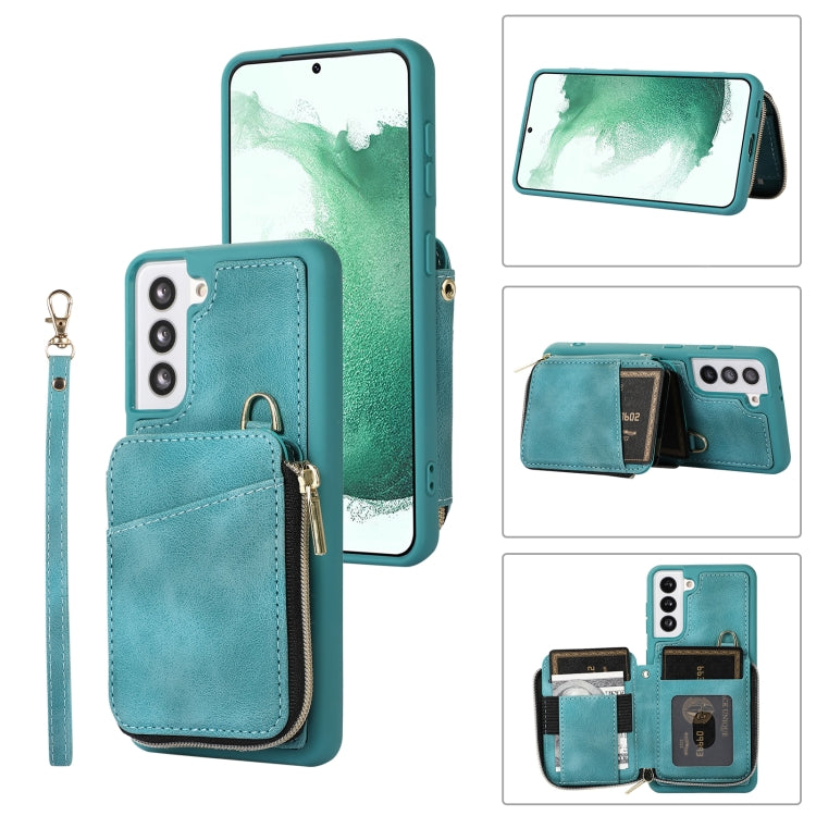 For Samsung Galaxy S21 FE 5G Zipper Card Bag Back Cover Phone Case
