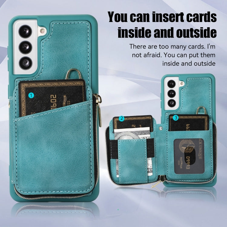 For Samsung Galaxy S21 FE 5G Zipper Card Bag Back Cover Phone Case