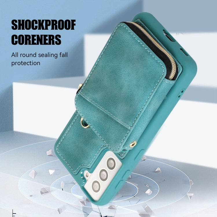 For Samsung Galaxy S21 FE 5G Zipper Card Bag Back Cover Phone Case