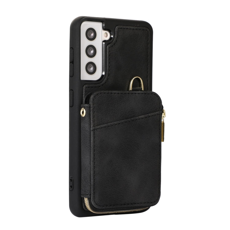 For Samsung Galaxy S21 FE 5G Zipper Card Bag Back Cover Phone Case