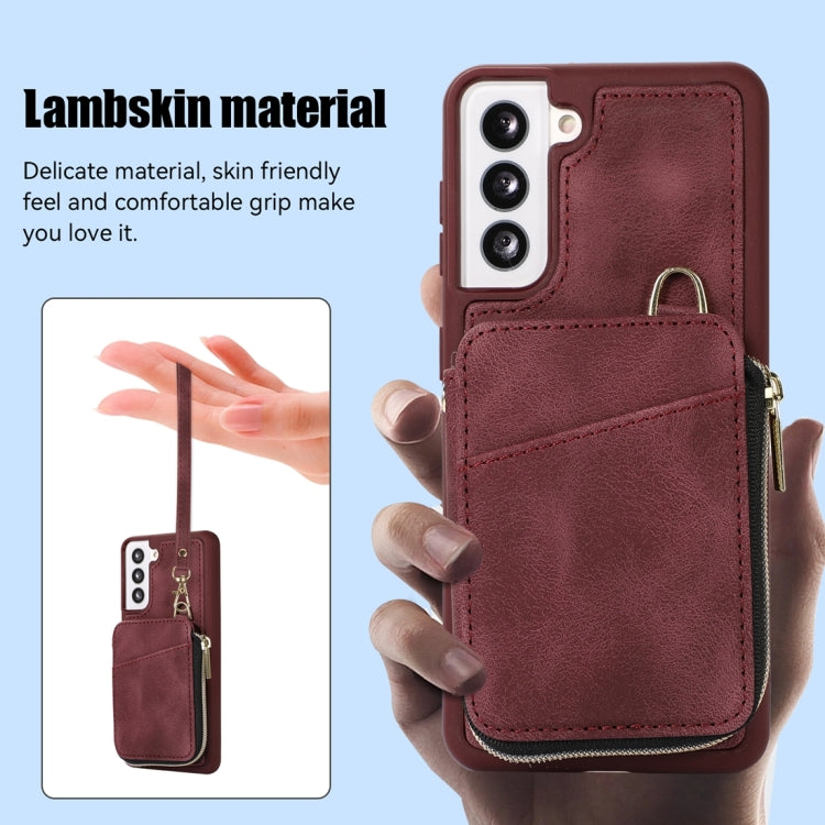 For Samsung Galaxy S21 5G Zipper Card Bag Back Cover Phone Case