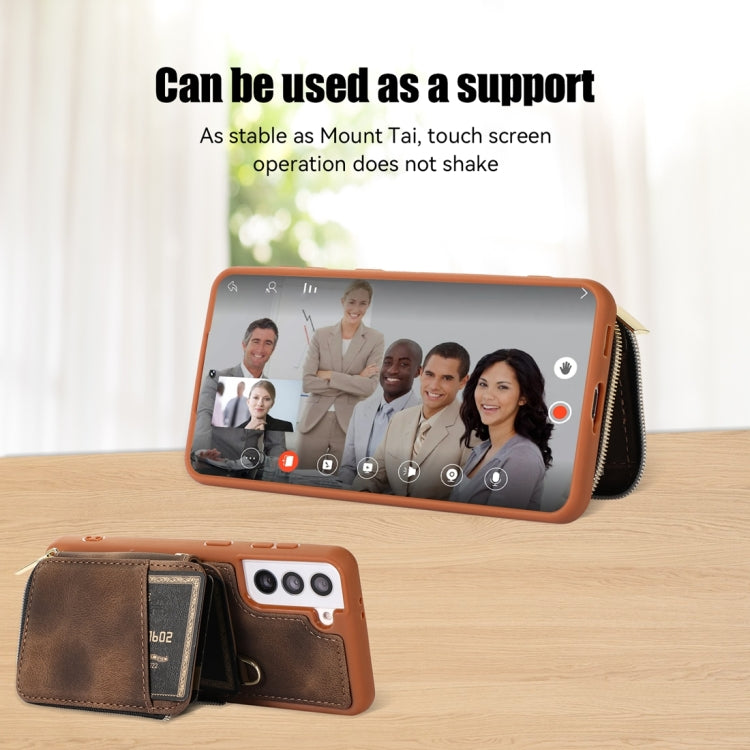 For Samsung Galaxy S21 5G Zipper Card Bag Back Cover Phone Case