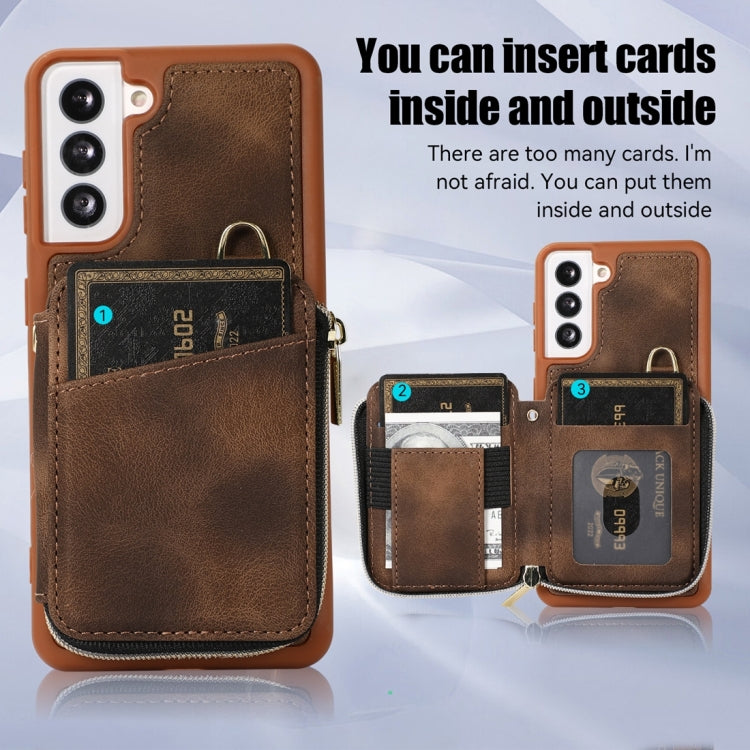 For Samsung Galaxy S21 5G Zipper Card Bag Back Cover Phone Case