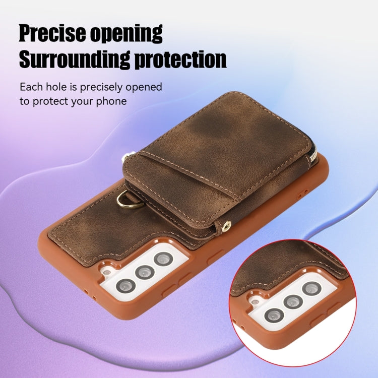 For Samsung Galaxy S21 5G Zipper Card Bag Back Cover Phone Case