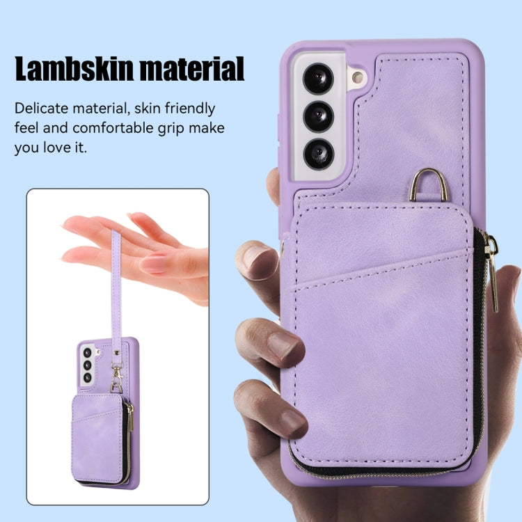 For Samsung Galaxy S21 5G Zipper Card Bag Back Cover Phone Case