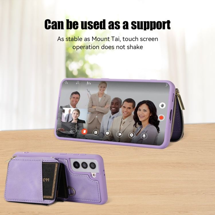 For Samsung Galaxy S21 5G Zipper Card Bag Back Cover Phone Case