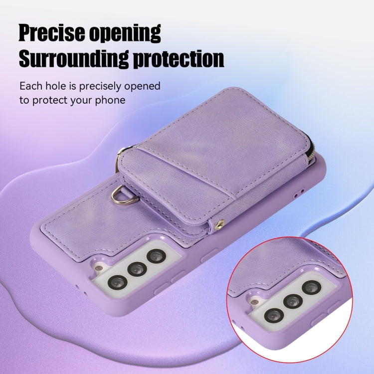 For Samsung Galaxy S21 5G Zipper Card Bag Back Cover Phone Case