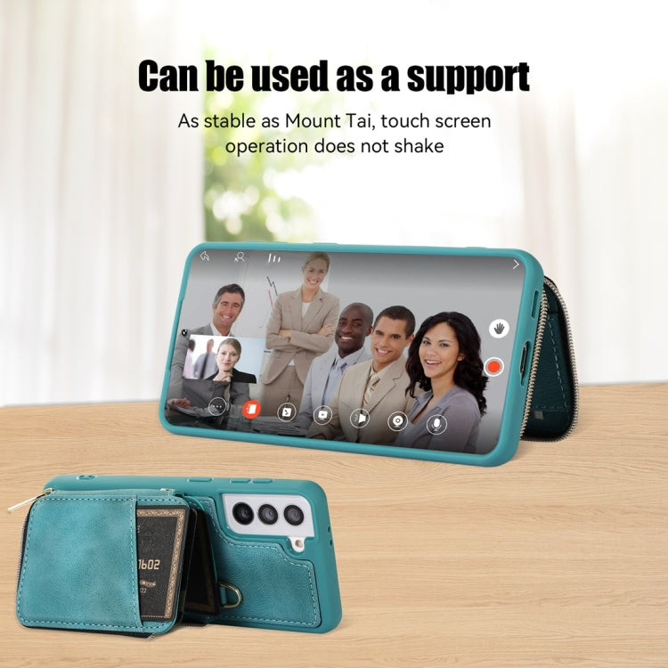 For Samsung Galaxy S21 5G Zipper Card Bag Back Cover Phone Case