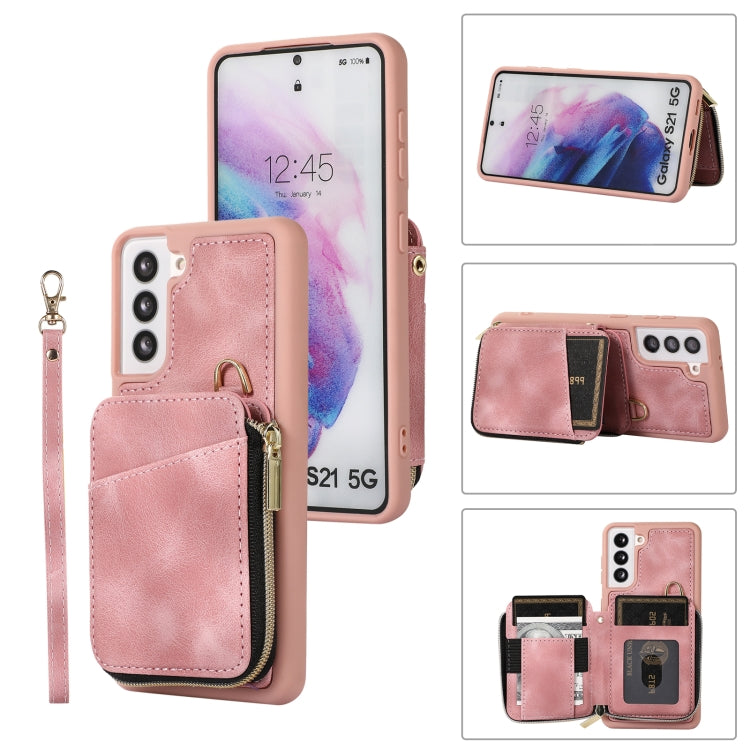 For Samsung Galaxy S21 5G Zipper Card Bag Back Cover Phone Case