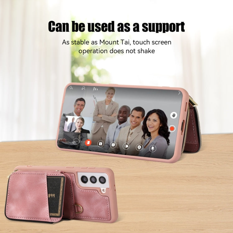 For Samsung Galaxy S21 5G Zipper Card Bag Back Cover Phone Case