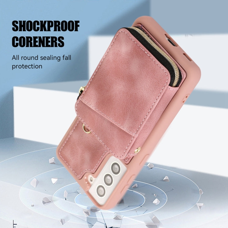 For Samsung Galaxy S21 5G Zipper Card Bag Back Cover Phone Case