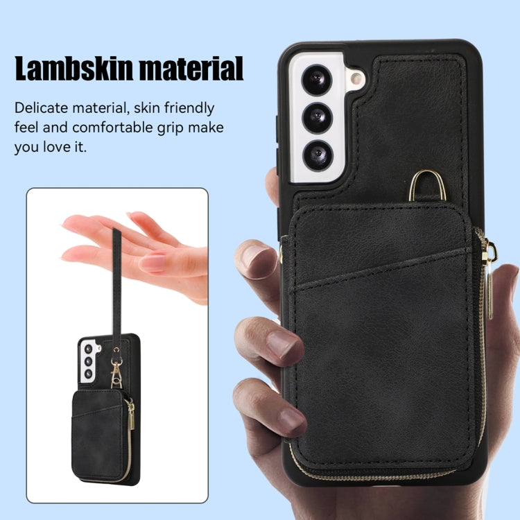 For Samsung Galaxy S21 5G Zipper Card Bag Back Cover Phone Case