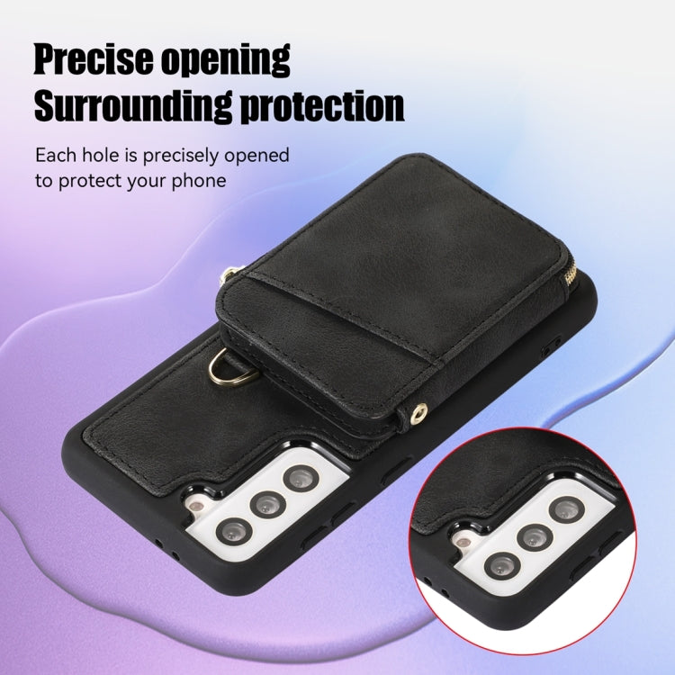For Samsung Galaxy S21 5G Zipper Card Bag Back Cover Phone Case