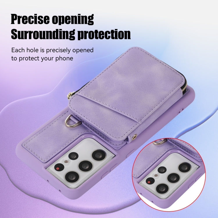 For Samsung Galaxy S21 Ultra 5G Zipper Card Bag Back Cover Phone Case