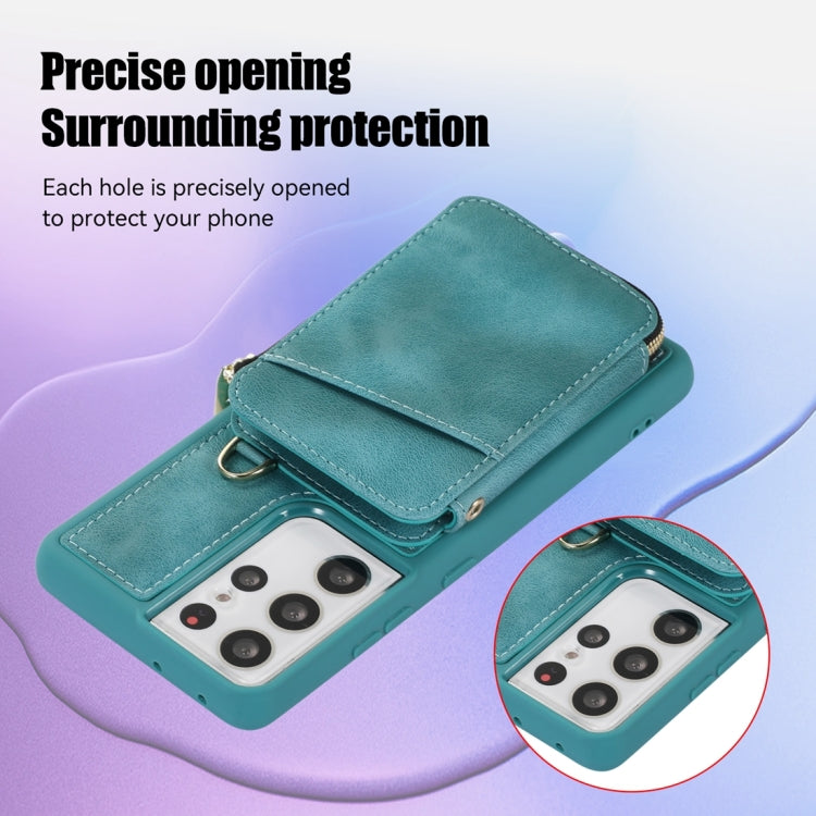 For Samsung Galaxy S21 Ultra 5G Zipper Card Bag Back Cover Phone Case