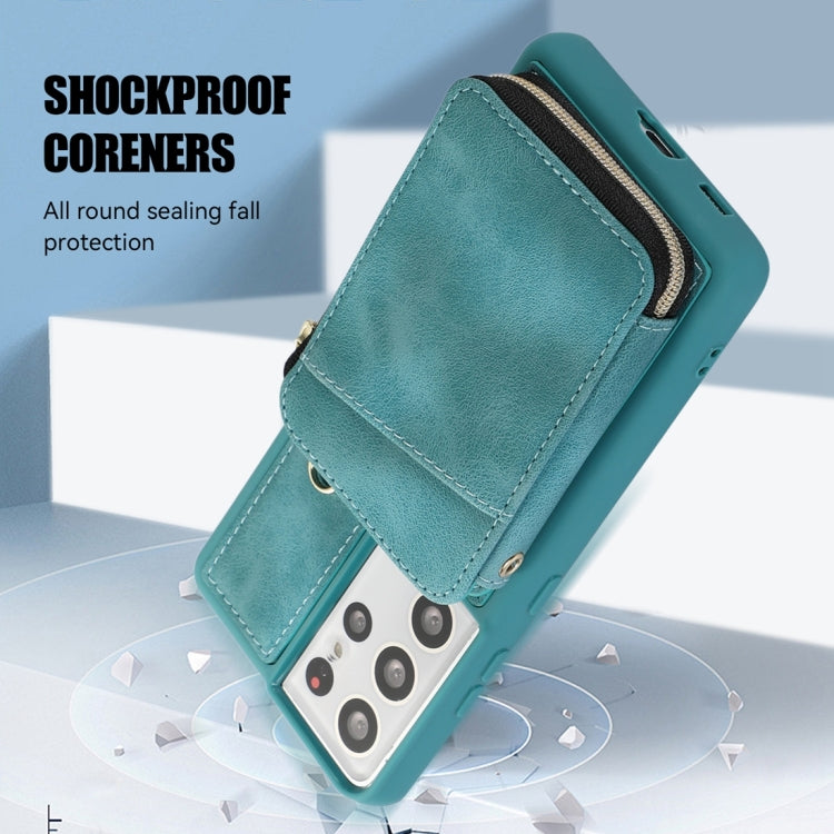 For Samsung Galaxy S21 Ultra 5G Zipper Card Bag Back Cover Phone Case