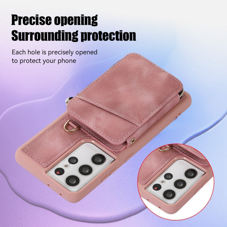 For Samsung Galaxy S21 Ultra 5G Zipper Card Bag Back Cover Phone Case