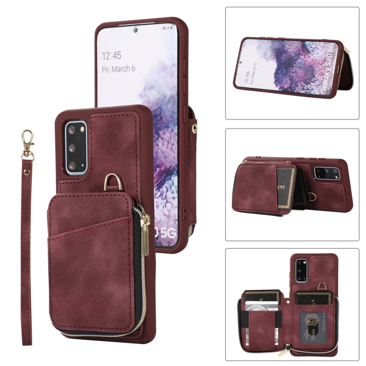 For Samsung Galaxy S20 Zipper Card Bag Back Cover Phone Case