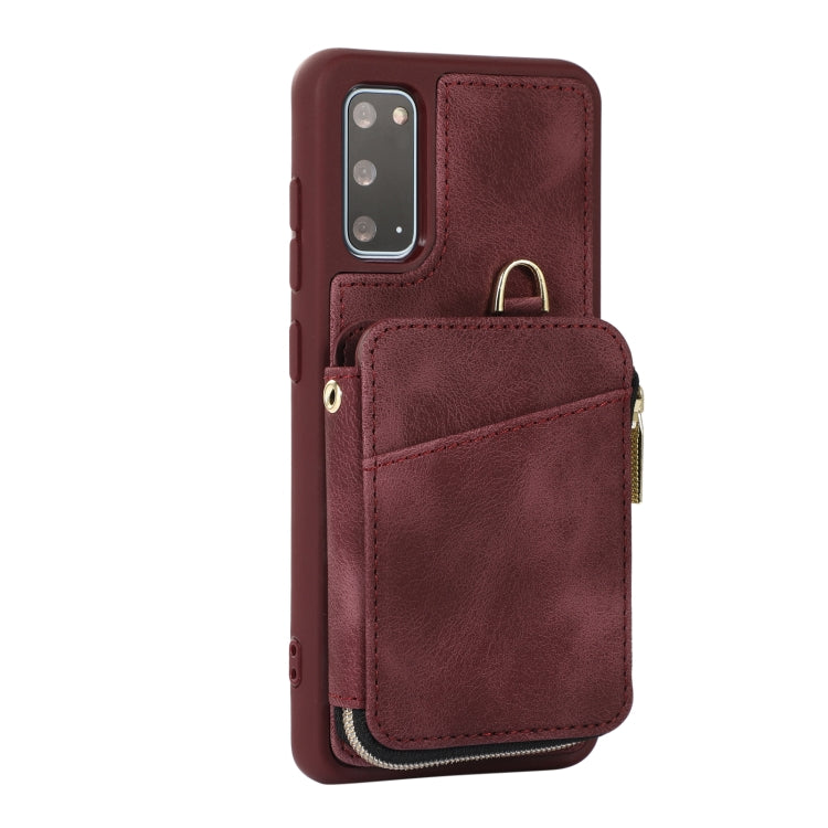 For Samsung Galaxy S20 Zipper Card Bag Back Cover Phone Case