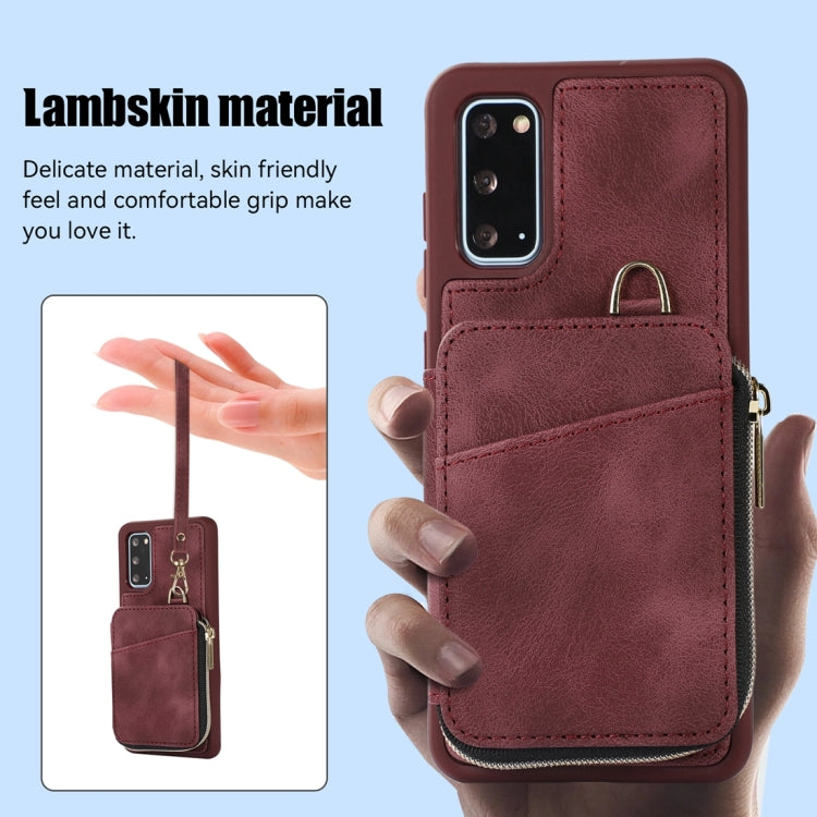 For Samsung Galaxy S20 Zipper Card Bag Back Cover Phone Case