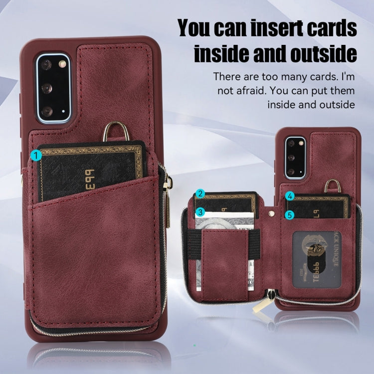 For Samsung Galaxy S20 Zipper Card Bag Back Cover Phone Case