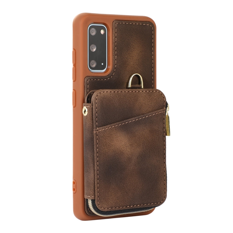 For Samsung Galaxy S20 Zipper Card Bag Back Cover Phone Case