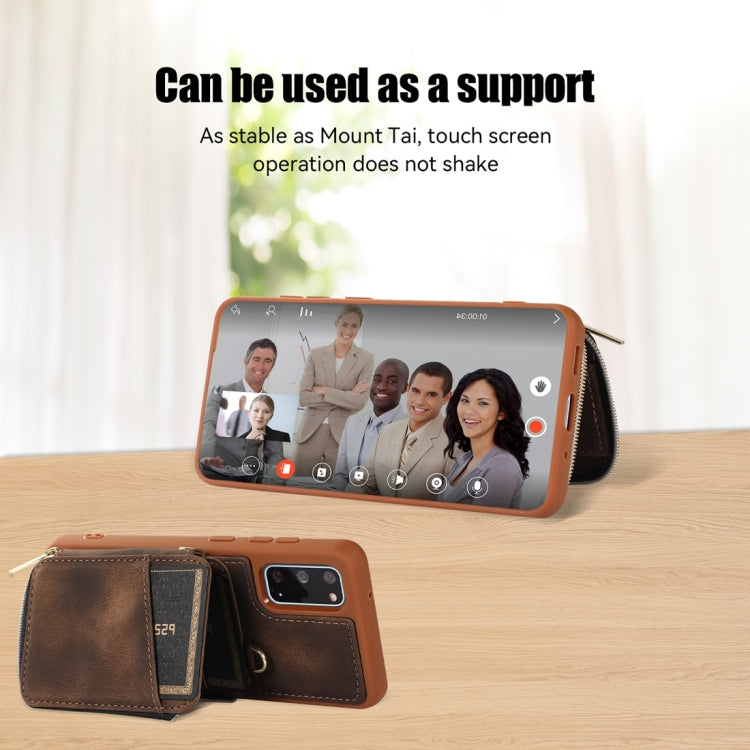 For Samsung Galaxy S20 Zipper Card Bag Back Cover Phone Case