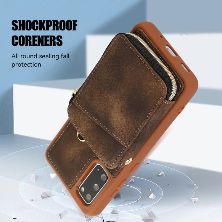 For Samsung Galaxy S20 Zipper Card Bag Back Cover Phone Case