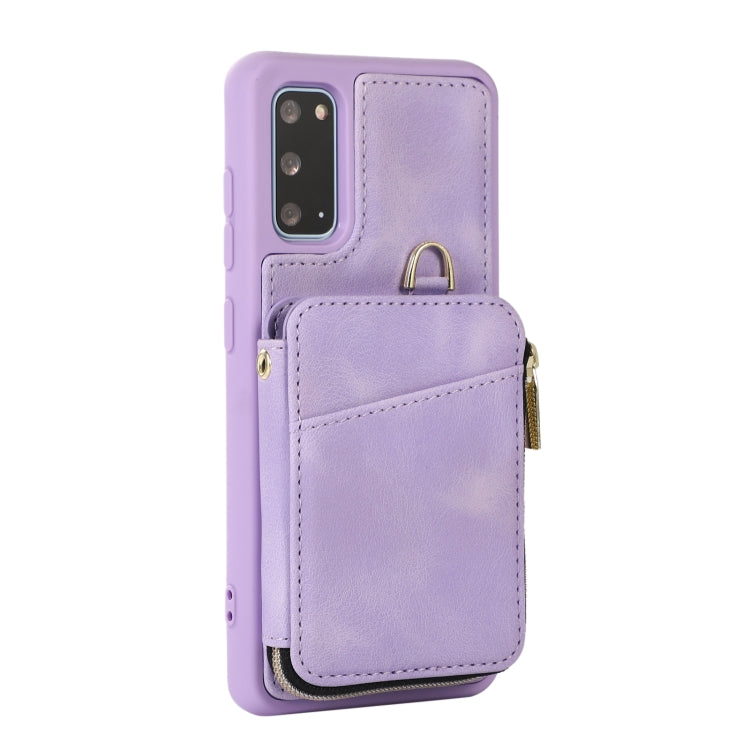 For Samsung Galaxy S20 Zipper Card Bag Back Cover Phone Case