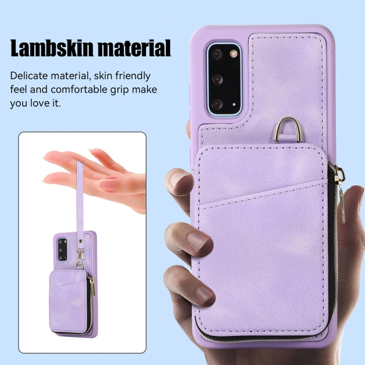 For Samsung Galaxy S20 Zipper Card Bag Back Cover Phone Case