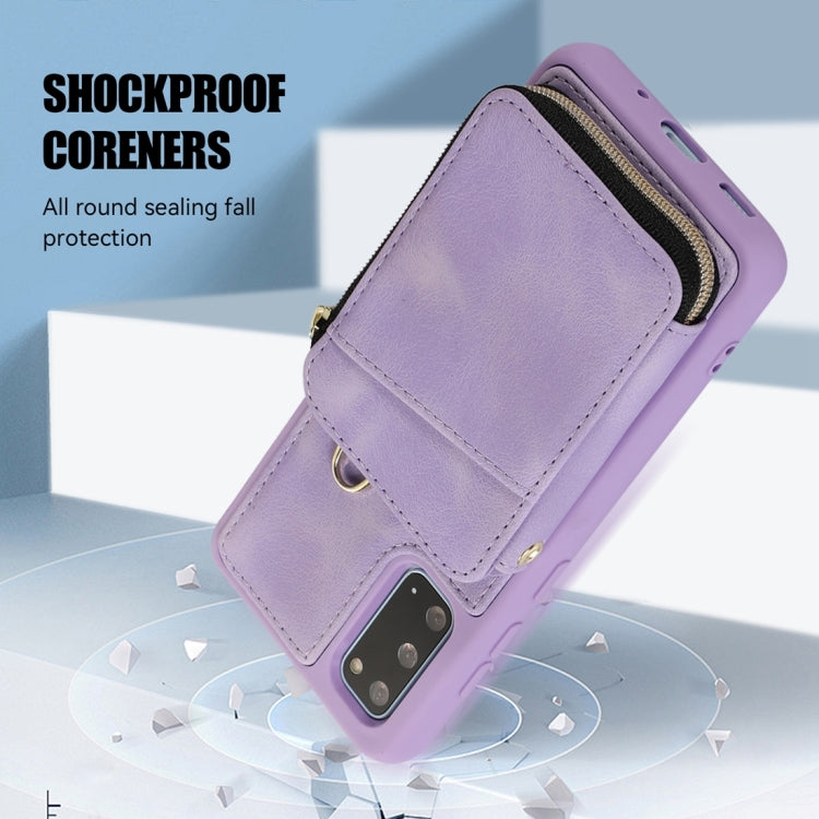 For Samsung Galaxy S20 Zipper Card Bag Back Cover Phone Case