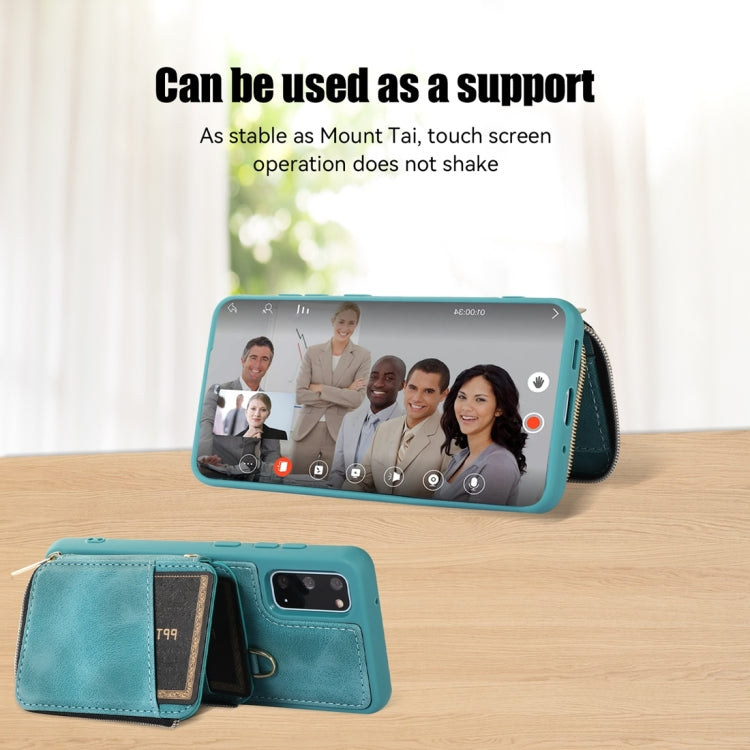 For Samsung Galaxy S20 Zipper Card Bag Back Cover Phone Case