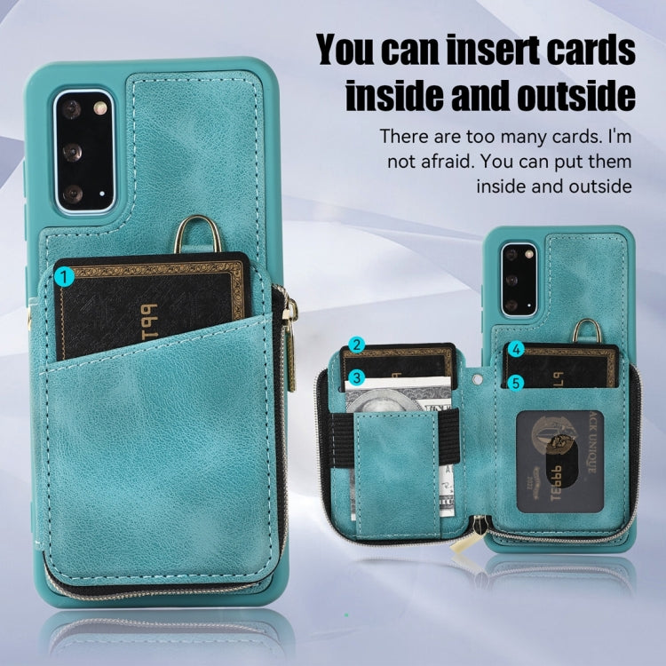 For Samsung Galaxy S20 Zipper Card Bag Back Cover Phone Case