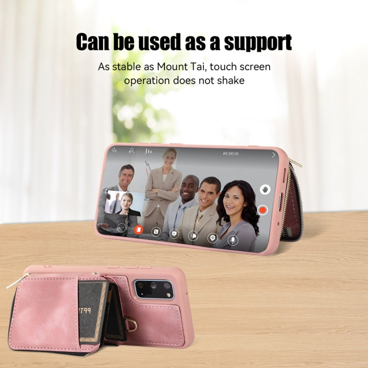 For Samsung Galaxy S20 Zipper Card Bag Back Cover Phone Case