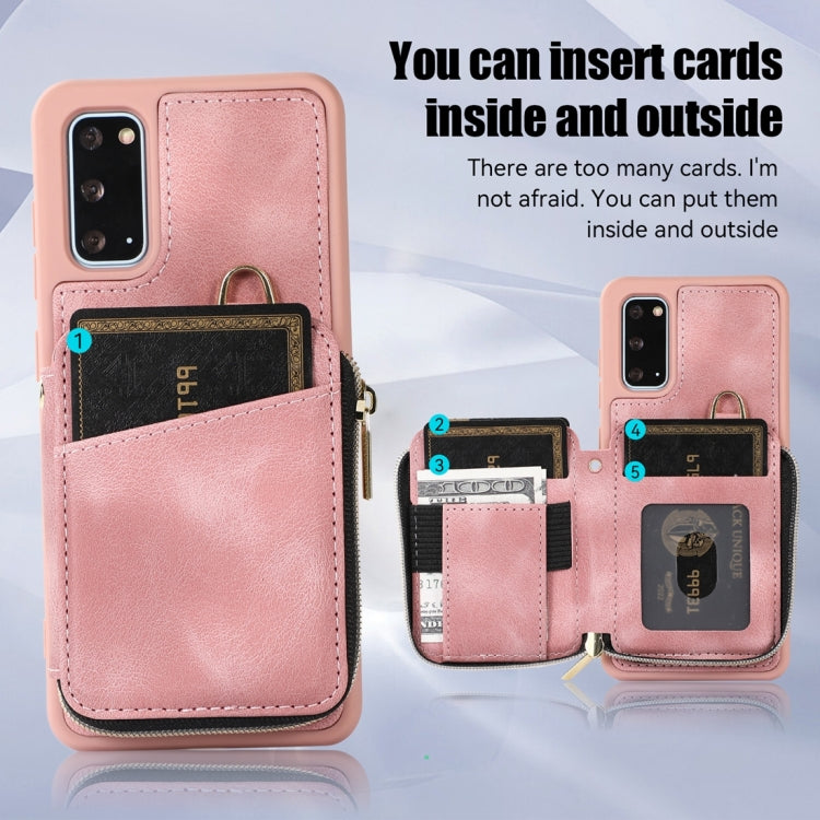 For Samsung Galaxy S20 Zipper Card Bag Back Cover Phone Case