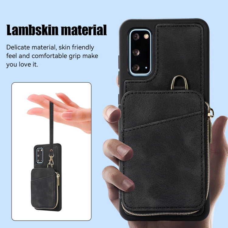 For Samsung Galaxy S20 Zipper Card Bag Back Cover Phone Case