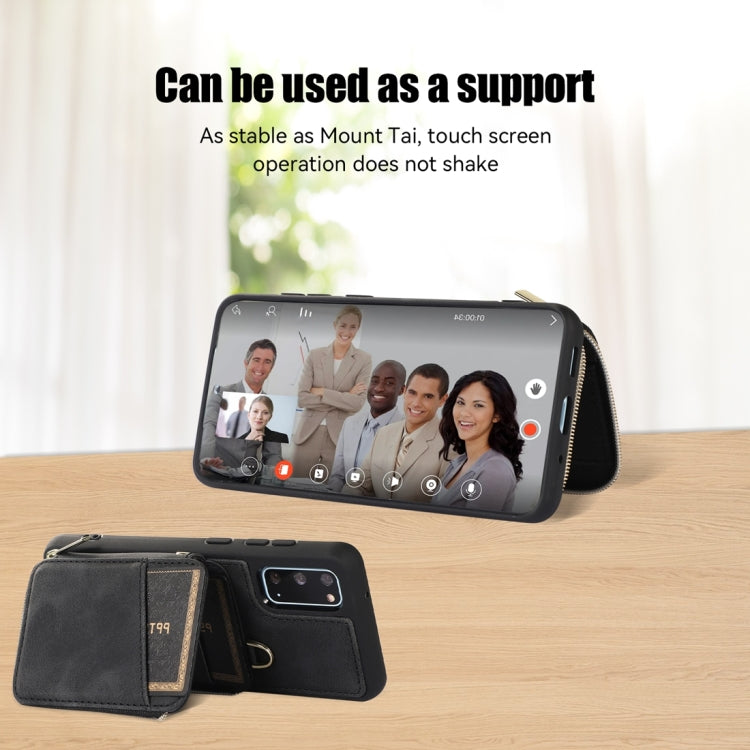 For Samsung Galaxy S20 Zipper Card Bag Back Cover Phone Case
