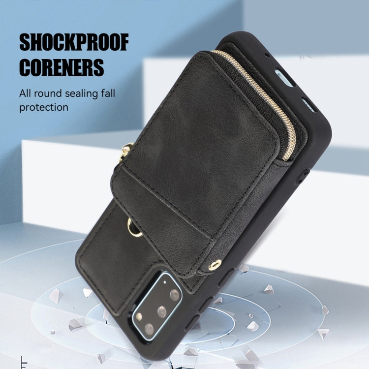 For Samsung Galaxy S20 Zipper Card Bag Back Cover Phone Case