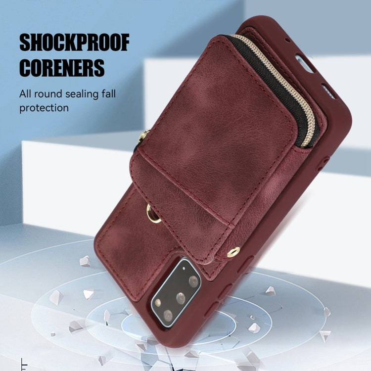 For Samsung Galaxy S20+ Zipper Card Bag Back Cover Phone Case