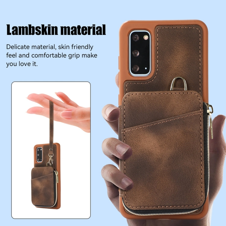 For Samsung Galaxy S20+ Zipper Card Bag Back Cover Phone Case
