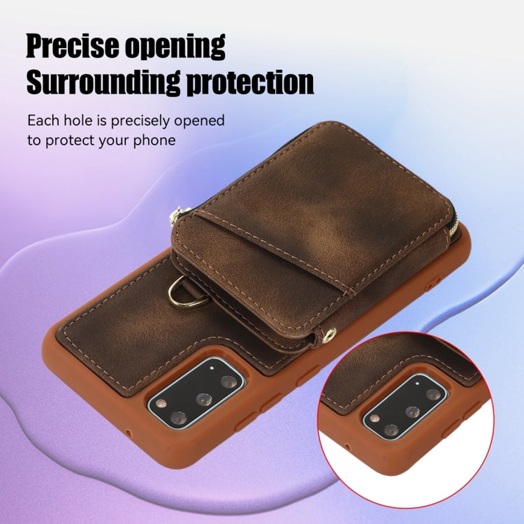 For Samsung Galaxy S20+ Zipper Card Bag Back Cover Phone Case