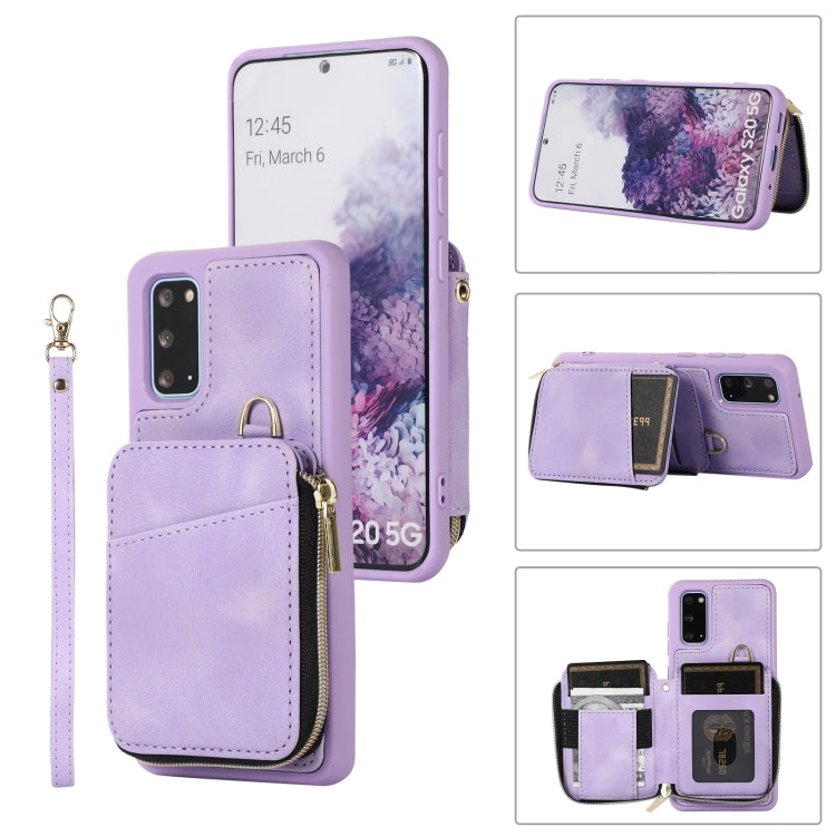 For Samsung Galaxy S20+ Zipper Card Bag Back Cover Phone Case