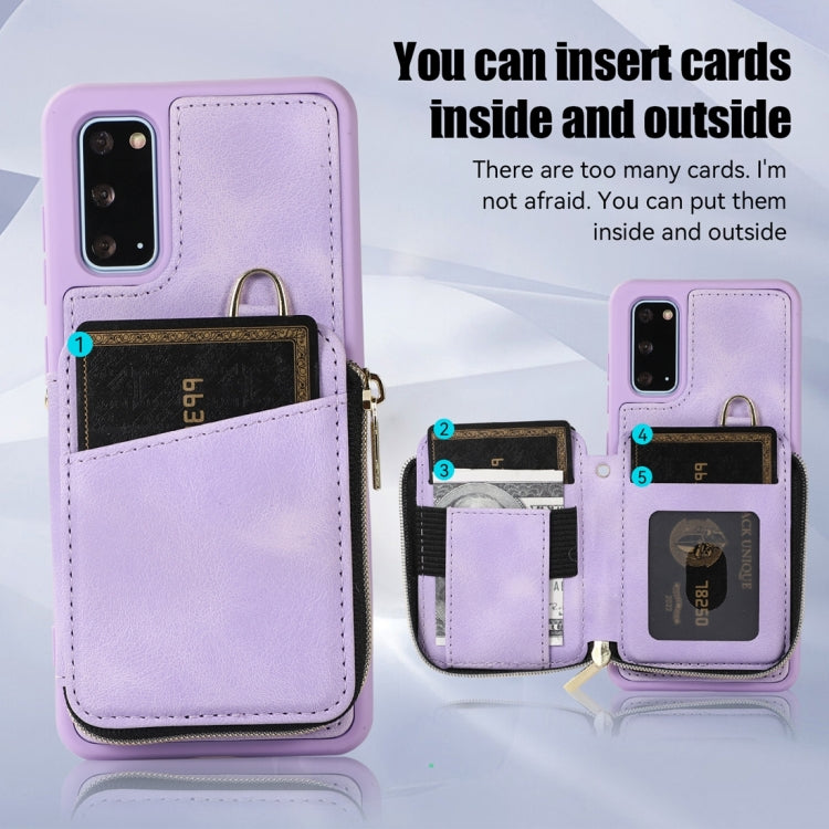 For Samsung Galaxy S20+ Zipper Card Bag Back Cover Phone Case