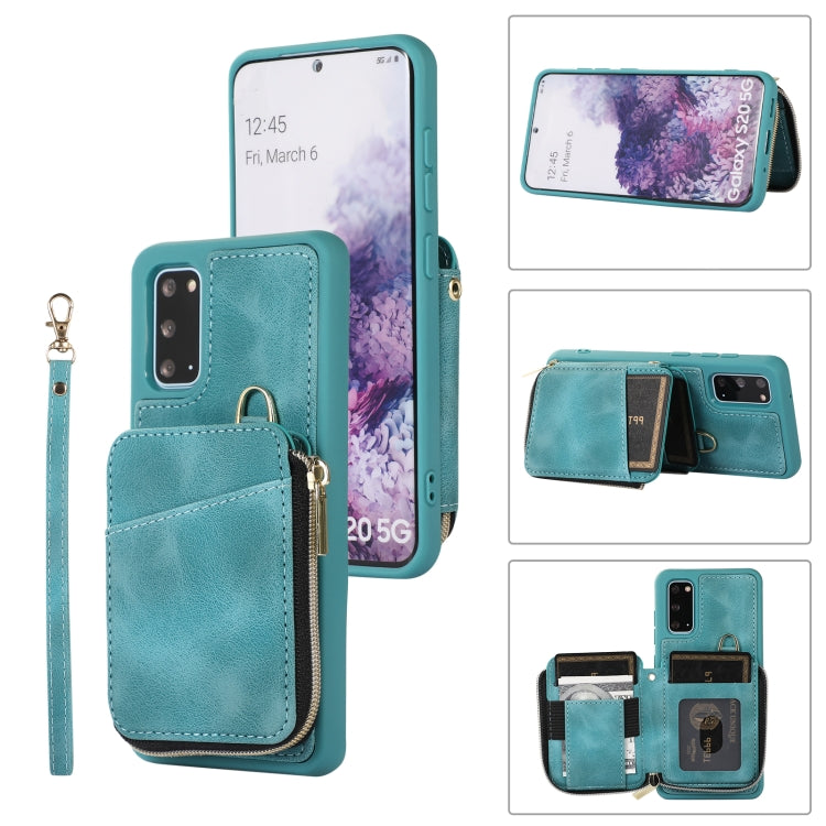 For Samsung Galaxy S20+ Zipper Card Bag Back Cover Phone Case