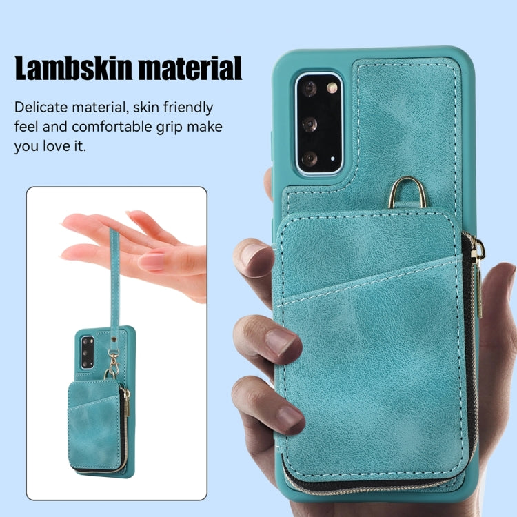 For Samsung Galaxy S20+ Zipper Card Bag Back Cover Phone Case