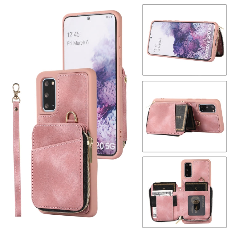 For Samsung Galaxy S20+ Zipper Card Bag Back Cover Phone Case